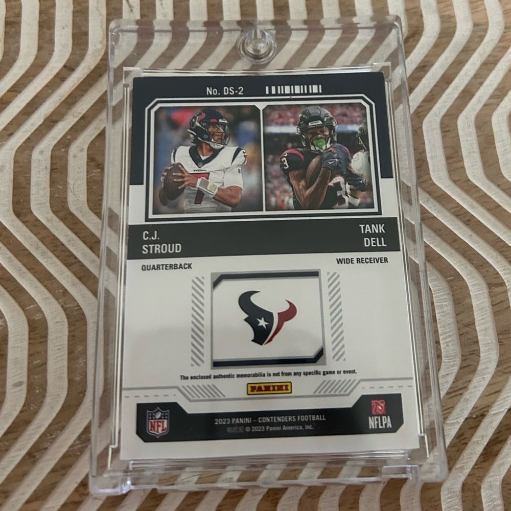 Panini Contenders Rookie Combo CJ Stroud & Tank Dell Dual Game Worn Patches Card - Picture 2 of 2